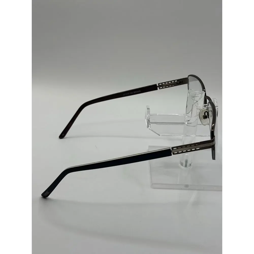 BMEC Big Idea Men's Eyeglasses Brown Gunmetal Semi Rimless 57-17-150 XL